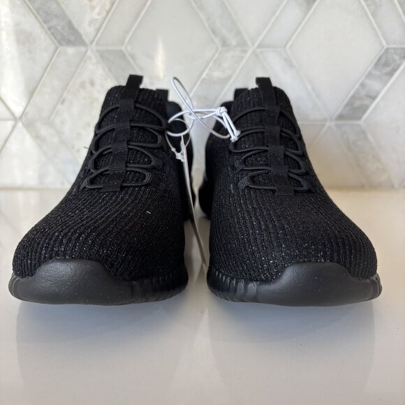 8.5 Charlize Black Textile Padded Sole Slip On Lace Decor Pull Low Top Sneaker - Picture 6 of 14